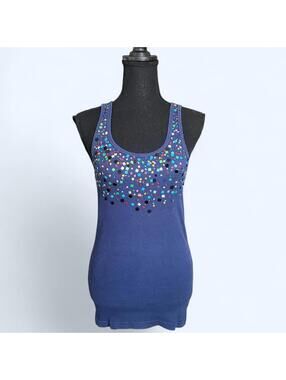 vintage y2k blue sequin tank top old navy glam fairy sparkle  💙 size medium